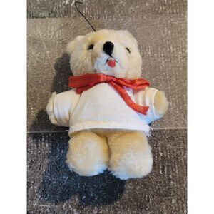 Mini brown plush Teddy Bear bow ornament Xmas decor
